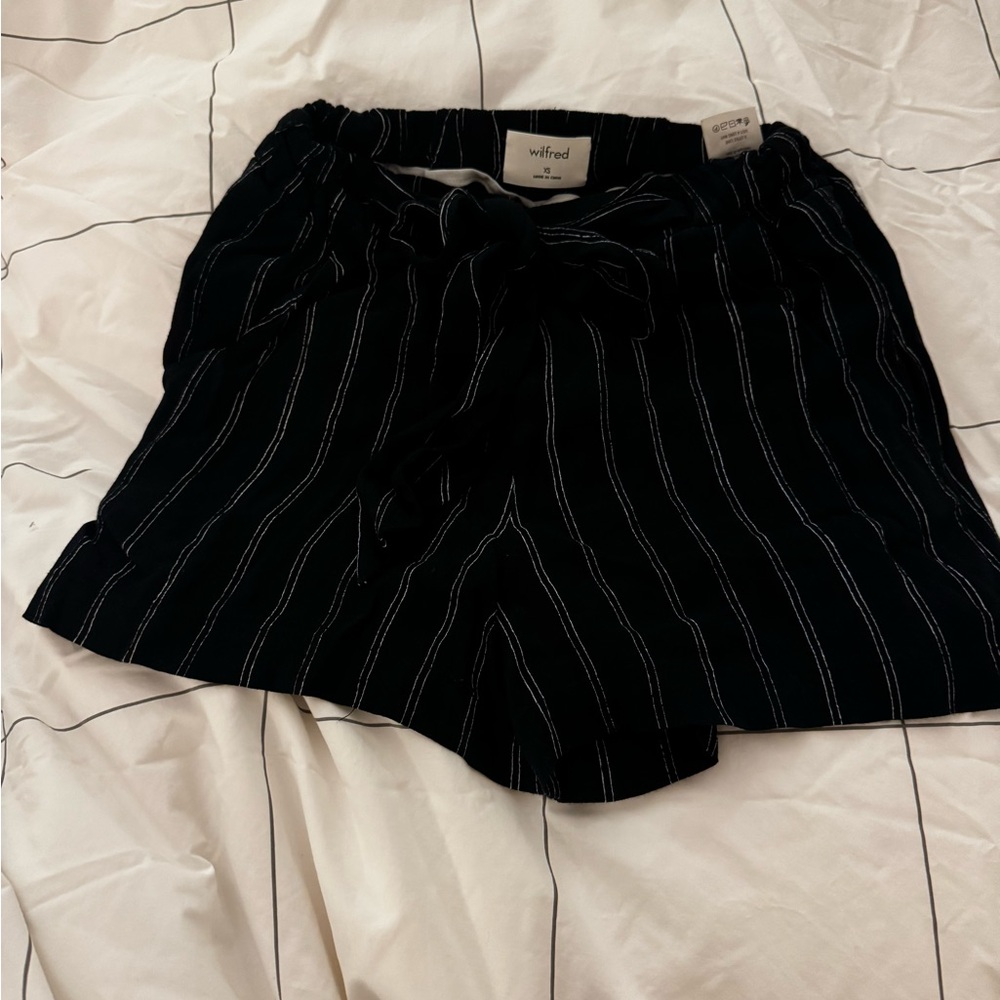 Wilfred Black and White Striped High Waist Shorts